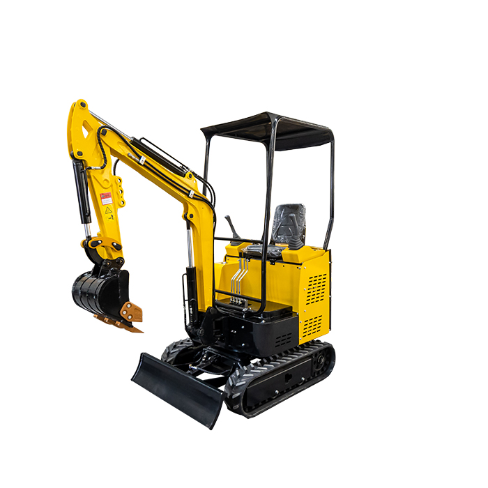 A 1.5 ton small excavator with a roof is digging